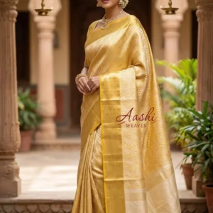 Fancy Zigzag Soft Bright Tissue Banarasi Saree