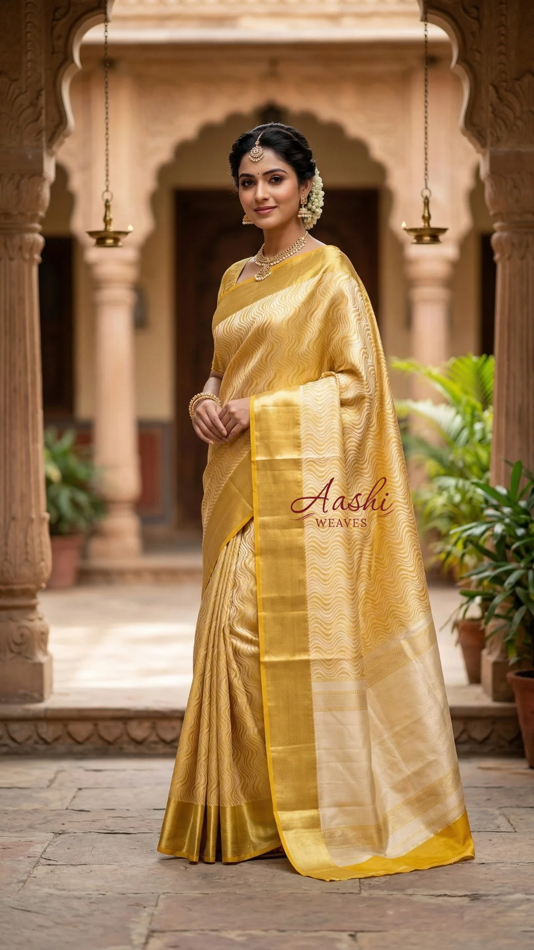 Fancy Zigzag Soft Bright Tissue Banarasi Saree